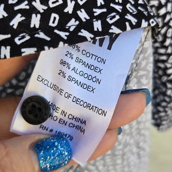 DKNY Black White Pattern Logo Button Down Shirt - Picture 7 of 8